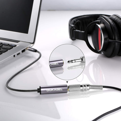DUKABEL 1/4 to 3.5mm Adapter, Female to Male Headphone Adapter, 30CM/12 inch for Headphone, Guitar, Amp
