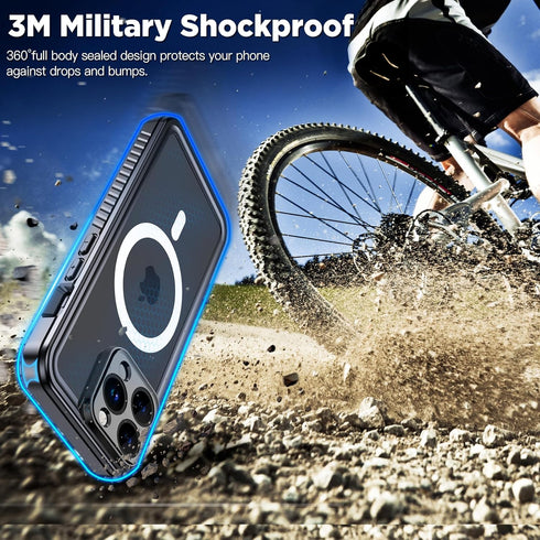 Waterproof Magnetic Case for iPhone 15 Pro Max 6.7 Inch, Built-in Screen Protector, Shockproof Dustproof Heavy Duty