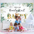Tegeme Bear Baby Shower Backdrop, We Can Bearly Wait Watercolor Green Leaves Banner for Photography