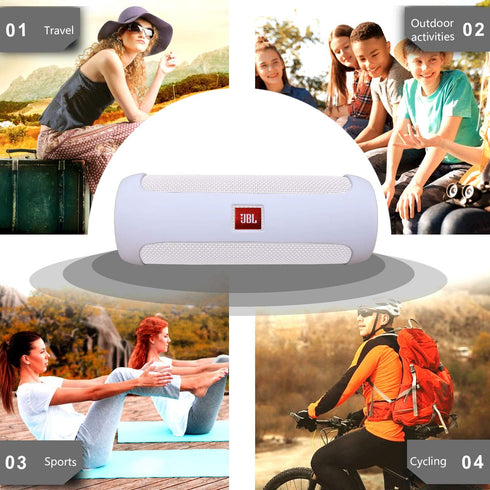 LTGEM Silicone Carrying Travel Case for JBL FLIP 5 Waterproof Portable Speaker with Extra Carabiner - White