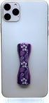 LOVEHANDLE Universal Phone Grip for Most Smartphones, Mini Tablets and Cases, Hibiscus Purple Design Elastic Strap with Purple Base, lh-01-hibiscuspurple