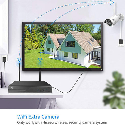 Hiseeu 3MP Outdoor Wireless Security Camera, Waterproof with IR Cut Day & Night Vision, Compatible with 10CH System