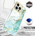 BAISRKE iPhone 15 Pro Clear Case (6.1") - Slim Shockproof Green Marble, includes 2 Screen Protectors & 1 Camera Lens