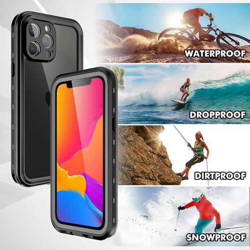 Waterproof Case for iPhone 13 Pro Max 6.7", Full Body Shockproof Dustproof Cover with Built-in Screen Protector