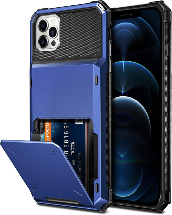 Vofolen iPhone 12 Pro Max Case 5G Wallet, 4-Card Slot Credit Card Holder Flip Hidden Pocket Dual Layer Hybrid Cover -