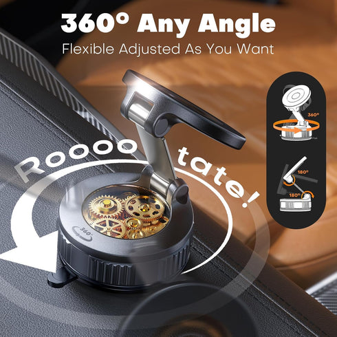 Peerock 360Adjustable 17/16/15/14/13/12 Car Phone Holder, Magnetic Phone Holder for Car, Foldable Suction Cup Phone