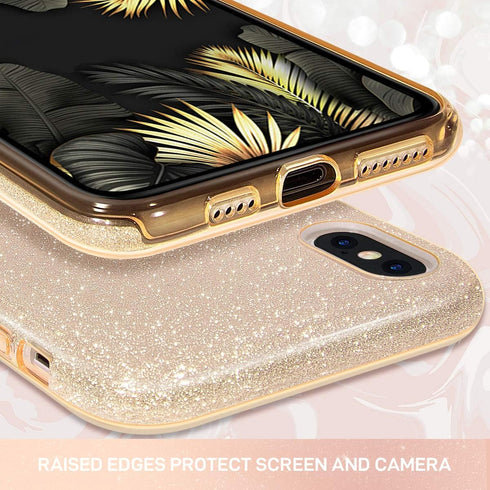 MILPROX Glitter Luxury Case for iPhone Xs MAX, Shiny Sparkly Slim Bling Crystal Clear, 3 Layer Hybrid Protection