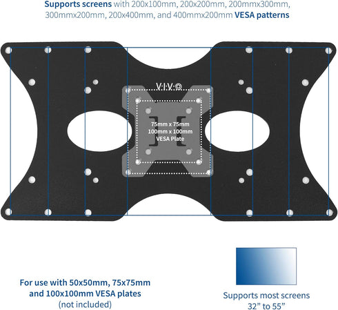 VIVO Steel VESA LCD LED TV Mount Adapter Plate for Screens 32" to 55", VESA up to 400x200mm