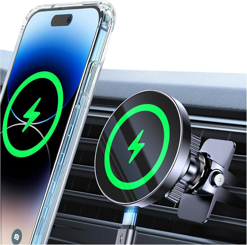 Coolpow for MagSafe Car Mount Charger15W Top ChargerMagnetic Wireless Car Charger for iPhone