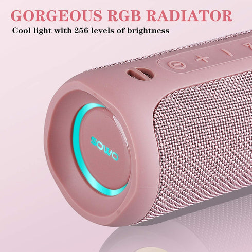 Outdoor Portable Bluetooth Speaker, Wireless IPX7 Waterproof, 25W Loud Sound, Bassboom Technology, 16H Playtime, Pink