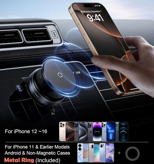 REOKILY 15 14 13 12 Latest Magnetic Car Phone Holder Ultra Vacuum Suction Cup Phone Mount Magnetic Car Mount Cell Phone