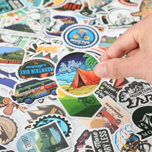 200 Pieces Vinyl Waterproof Wilderness Nature Stickers for Hiking Camping Travel Decals, Adventure Style