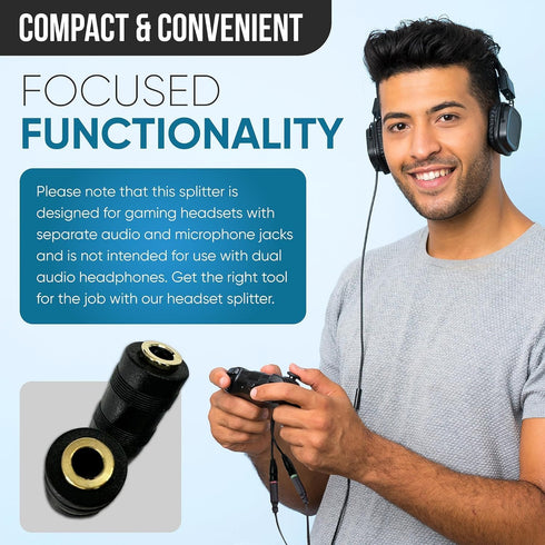 Headphone Splitter 3.5mm Aux, 2 Female to 1 Male Audio Y Splitter Stereo Dual Headphone Adapter for Laptops, PC
