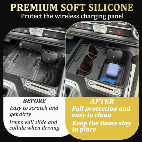 2025 2026 4-Door 2 TOPINSTALL Silicone Wireless Charging Protective Mat Compatible with Ford Bronco Automatic