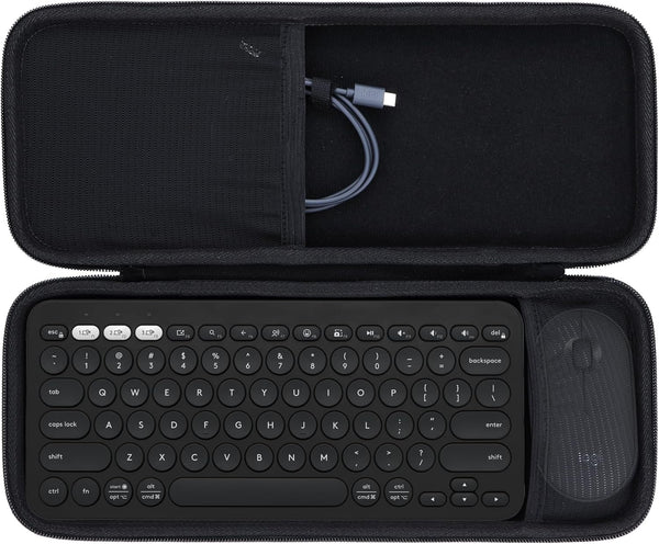 Hard Carry Case for Logitech Pebble Keys 2 Combo K380s K380 Wireless Keyboard + M350 Pebble Mouse (Black Case)