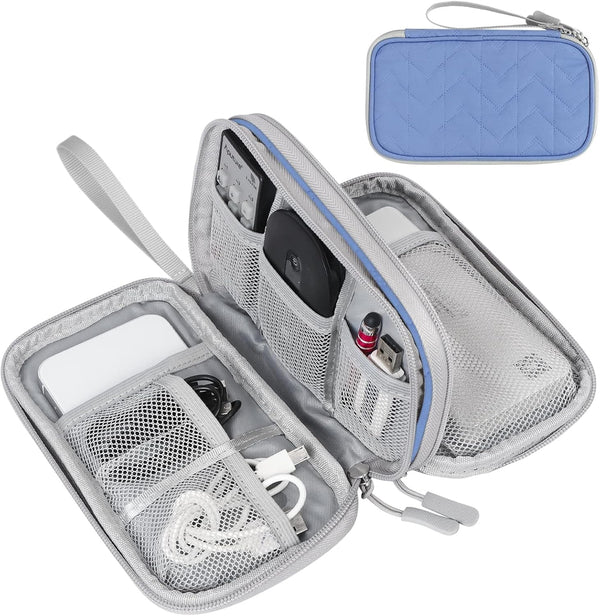 FYY Travel Cable Organizer Pouch, Electronic Accessories Carry Case, Portable Waterproof Double Layers Storage Bag