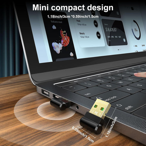 Techkey 5.3 11/10/8.1 Bluetooth Adapter for Desktop PC, Plug & Play USB Mini EDR Dongle Receiver & Transmitter