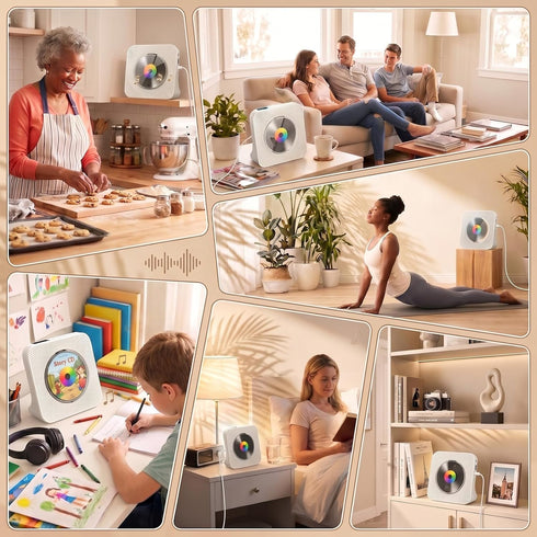 Gueray CD Player Portable Bluetooth Desktop CD Player for Home with Timer Built-in HiFi Speakers with LCD Screen