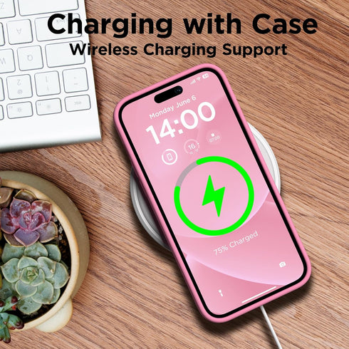 iPhone 14 Pro Max Case, Tender Pink Liquid Silicone, Shockproof Slim, 6.7", with 2X Screen Protectors & Soft Microfiber
