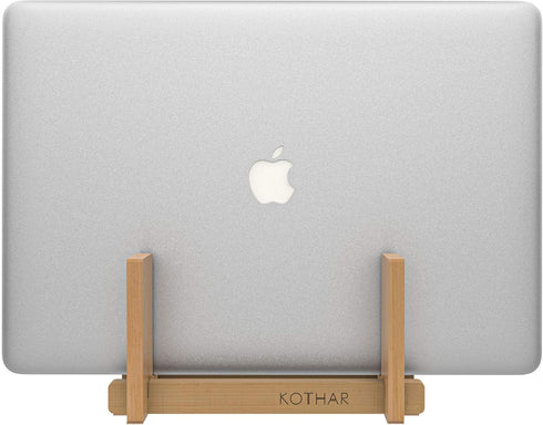 Kothar Wooden Vertical Laptop Stand for Desk, Bamboo Vertical Laptop Holder, Desktop Dock for Apple MacBook, Microsoft