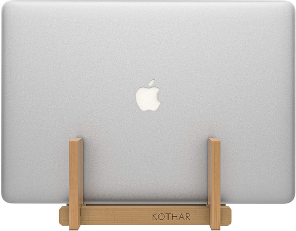 Kothar Wooden Vertical Laptop Stand for Desk, Bamboo Vertical Laptop Holder, Desktop Dock for Apple MacBook, Microsoft