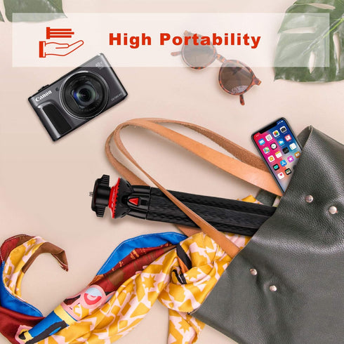 Camera Tripod Fotopro Flexible Phone Tripod, Bendable Tripod for Mini Camera, Handheld Stand for iPhone Vlogging