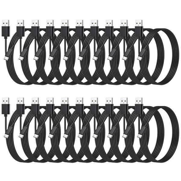 weishan 20-Pack Bulk USB C Charger Cable - Multipack Type-C Charging Cords,