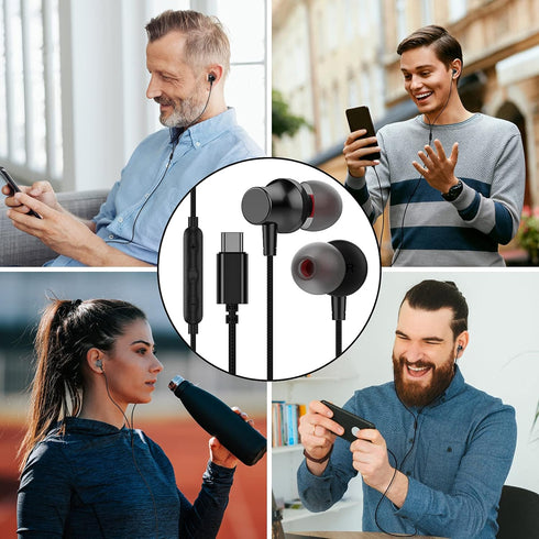 USB C Headphone, COOYA USB Type C Earphones Wired Earbuds Magnetic Bass Noise Canceling in-Ear Headset Mic for iPhone