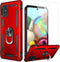 LUMARKE Galaxy A51 4G Case with Screen Protector, Military Grade Protective Phone Cover with Magnetic Ring Kickstand Red