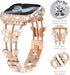 Wingle Rose Gold Apple Watch Bands 45mm for Women - iWatch Series 8 7 Butterfly Diamond Bracelet with Bling Screen