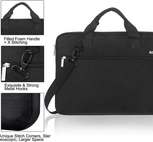 Voova Laptop Bag 15.6 Inch, 360° Protective Sleeve for MacBook Air 15 M2, Waterproof Computer Bag, Black