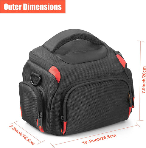 FOSOTO Camera Shoulder Bag Case for Nikon D3000, D3200, D3300, D5100, D5300, D7500, D500, D610, Canon 2000D