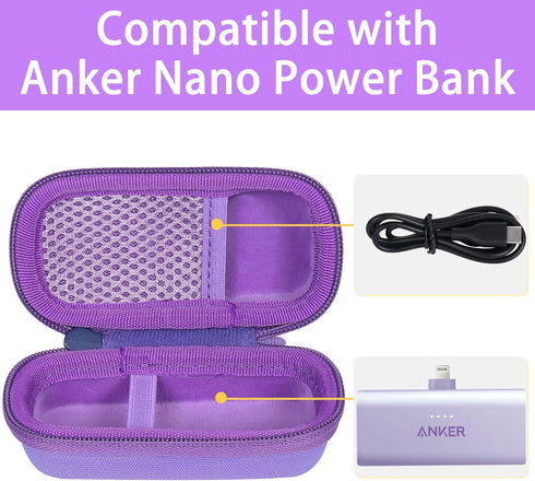 co2CREA Hard Case for Anker 621 Nano Power Bank 5,000mAh 12W Portable Charger, Purple Case