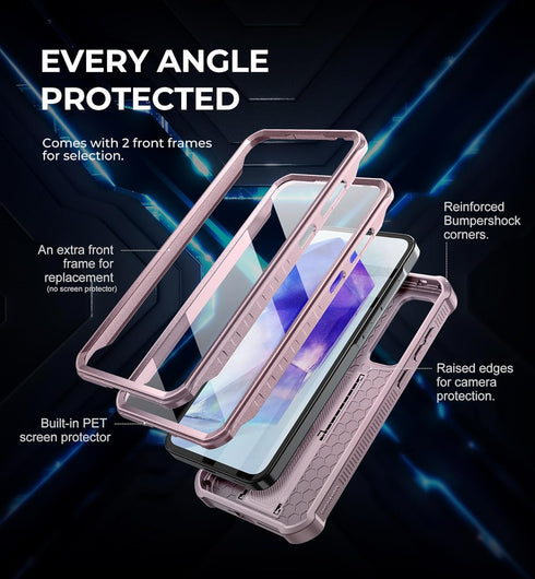 Dexnor Heavy Duty Case for Samsung Galaxy A35-5G - 2 Front Frame, Built-in Slide Camera Cover & Kickstand, 6.6 inch