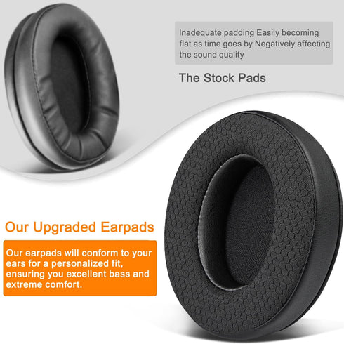 SOULWIT Replacement Earpads for HyperX Cloud 1/2/Pro/Core/Alpha/Alpha S/Flight/Stinger, Noise Isolation Foam, MF Black