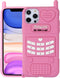 3D Cartoon Retro Love Heart Case for iPhone 12 Pro Max, Soft Silicone Rubber Cover, Pink