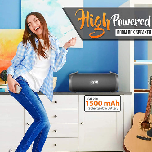 Pyle Wireless Portable Bluetooth Boombox Speaker, 100 Watt Rechargeable, Loud Stereo System