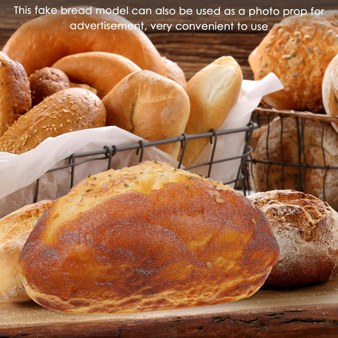 6. 1 3. 5 2. 7 Inch IMIKEYA Simulation Bread Model Faux Bread Loaf Prop, Artificial Round Bread Loaf for Home Decor