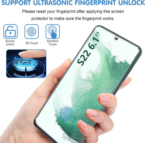Samsung Galaxy S22 5G Screen Protector (3 Pack) - 9H Tempered Glass, HD Clear, Case Friendly, Fingerprint Compatible, 6