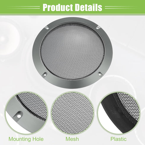 ACROPIX Universal Speaker Grills Cover Mesh Round 4" 6.5" - Pack of 4, Iron Gray, Audio Speaker Subwoofer Protector