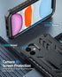 FNTCASE iPhone 11 Case: Shockproof Military Grade, Dual Layer Protection, Kickstand, Matte Textured, 6.1" Black.