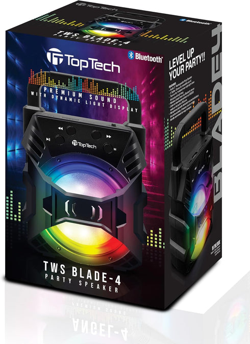 Top Tech Audio Blade-4 Bluetooth Portable Speaker, Louder Volume, Crystal Clear Stereo Sound, Rich Bass, 100 Foot