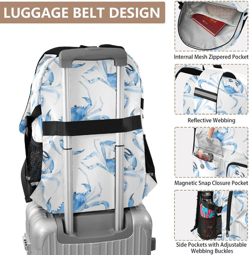 Bolaz Backpack 14 Inch Watercolor Crabs Travel Laptop Computer Bag Sturdy School Bag College Bookbag