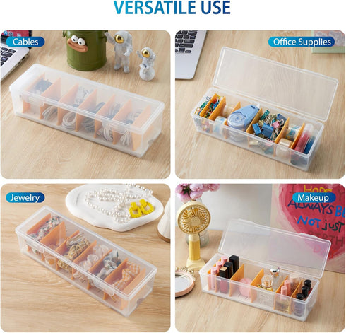 2 Pack 16 Cable Organizer Storage Box with Cable Ties, Clear Phone Charger Organizer Case Wire Organizers for Cords