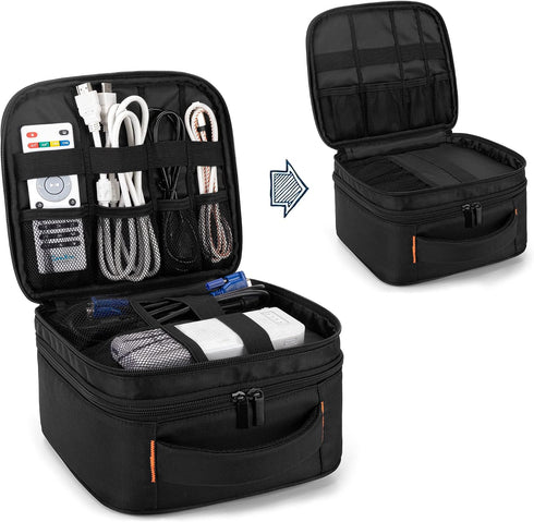 CURMIO Double Layers Projector Case, Mini Projector Carrying Bag Compatible for DR.J Professional and QKK Mini
