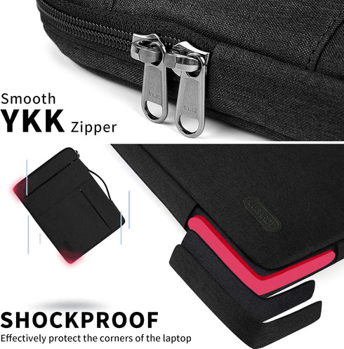 Laptop Sleeve Case 13.3-14 Inch, Waterproof Durable Bag for MacBook Air/Pro, HP/Asus/ThinkPad, Black