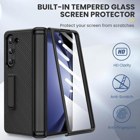 Ruky 5 5, for Galaxy Z Fold Case, with Magnetic Kickstand and Hinge Protection, Full Body Cases Built-in Screen