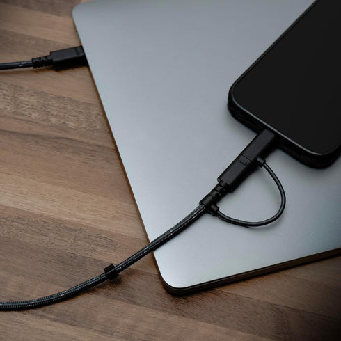Moshi 2-in-1 USB-C to USB-C & Lightning Charging/Sync Cable (1M) - Jet Black