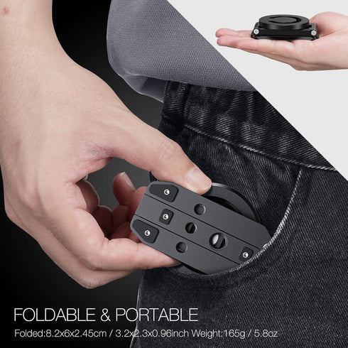 Magnetic Pocket Phone Tripod, Foldable Compatible with MagSafe iPhone 15/14/13/12 Plus Pro Max Series, All in One Desk