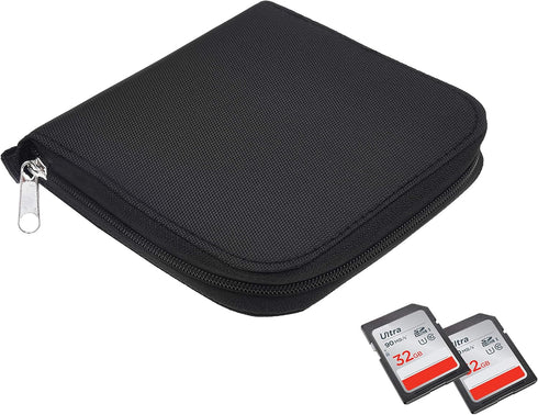 Memory Card Case, Fits up to 88x SD, Micro SD, CF, Holder with 88 Slots, Travel and Storage, Black